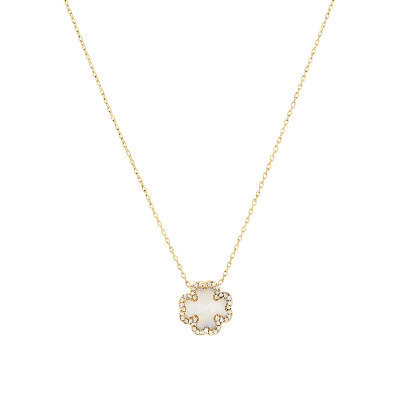 Necklace stainless steel natural stone clover GB