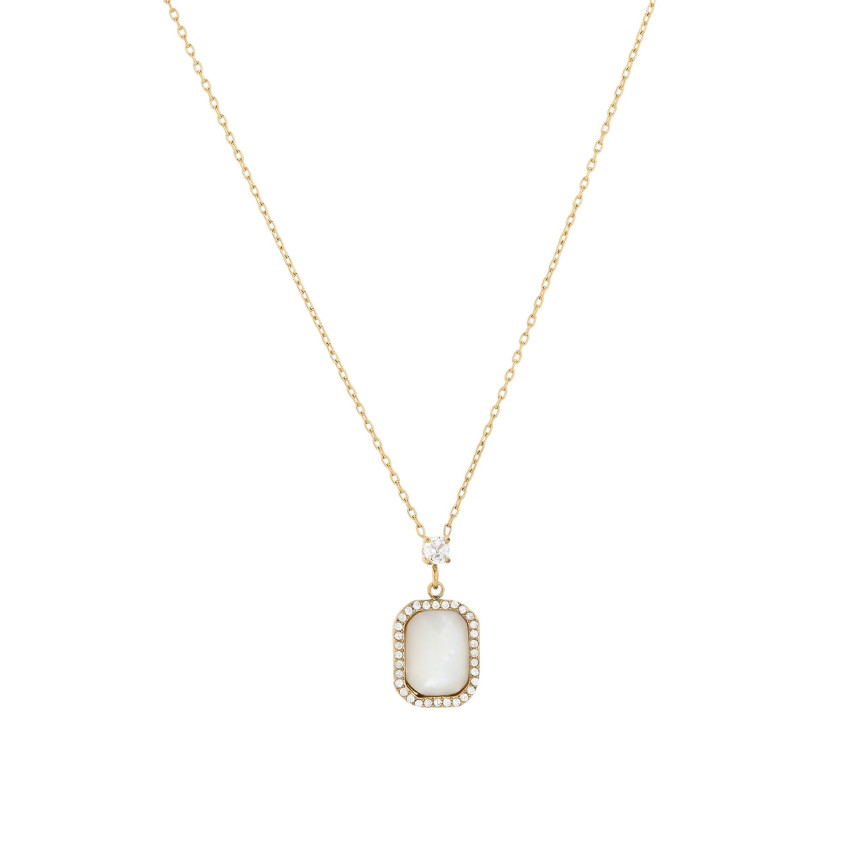 Collier en acier pierre naturelle rectangle GB