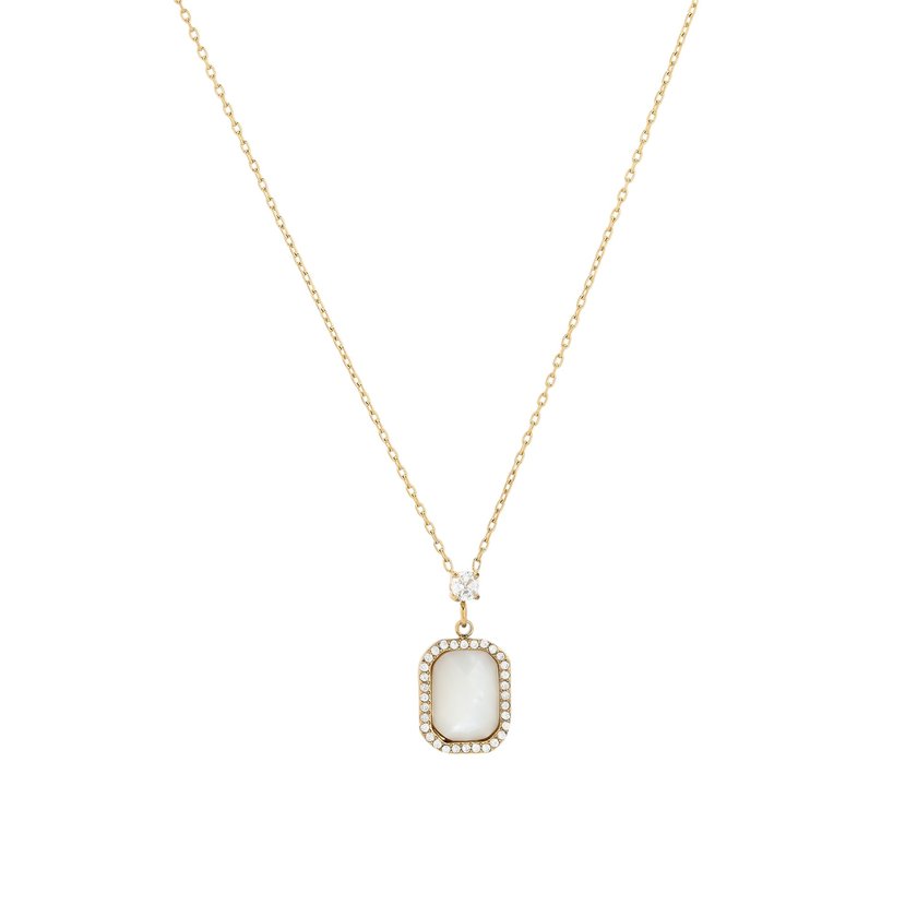 Collier en acier pierre naturelle rectangle GB