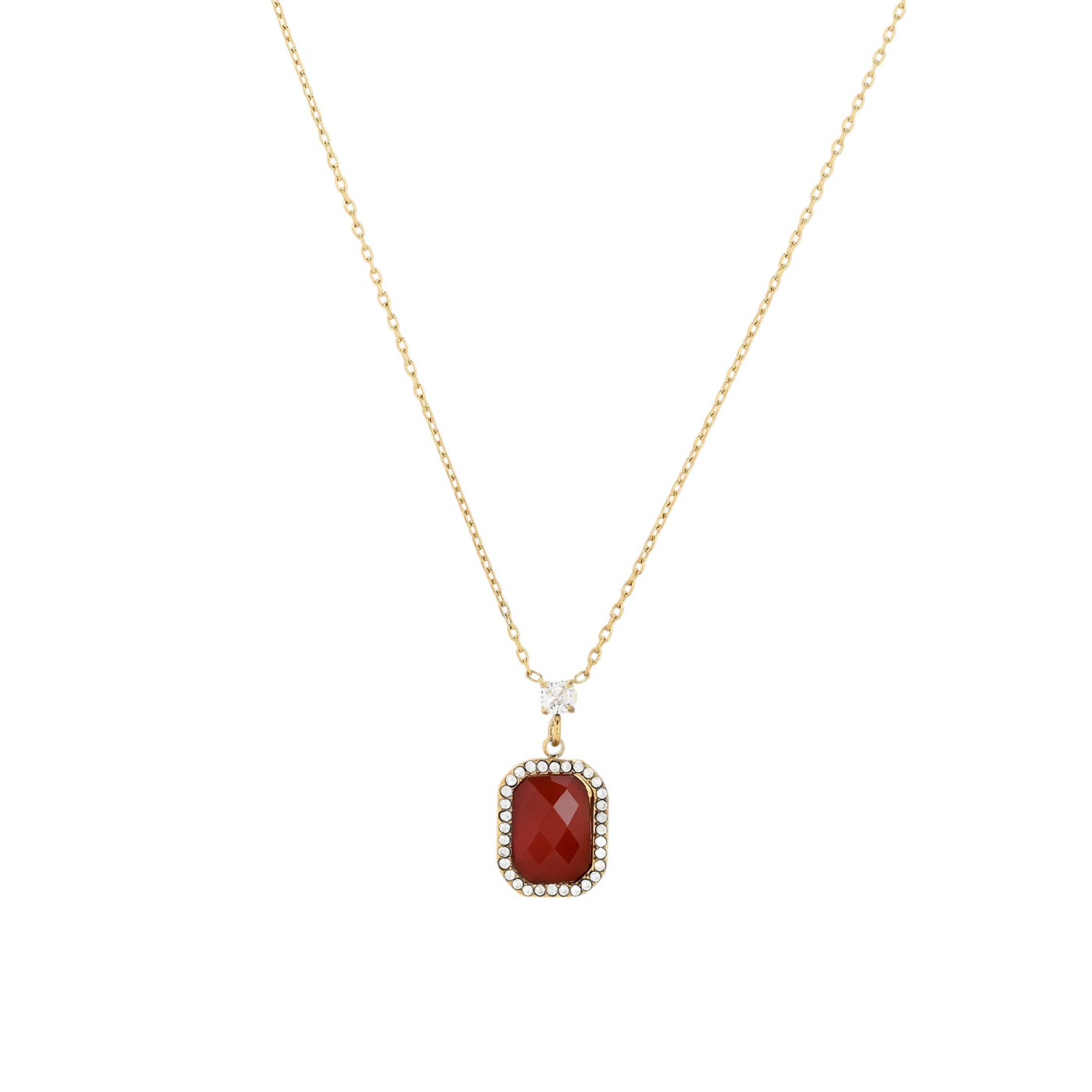 Collier en acier pierre naturelle rectangle GB