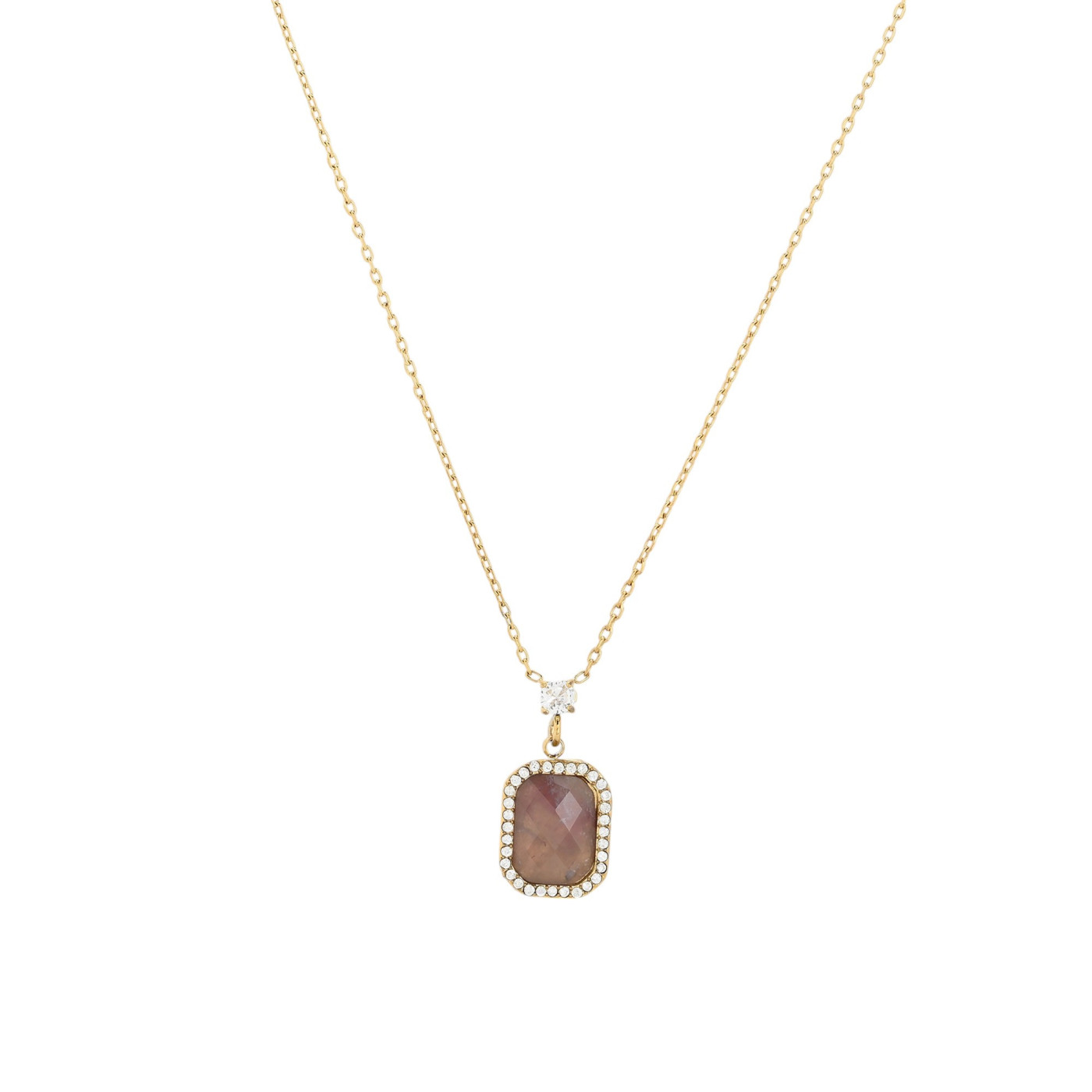 Collier en acier pierre naturelle rectangle GB