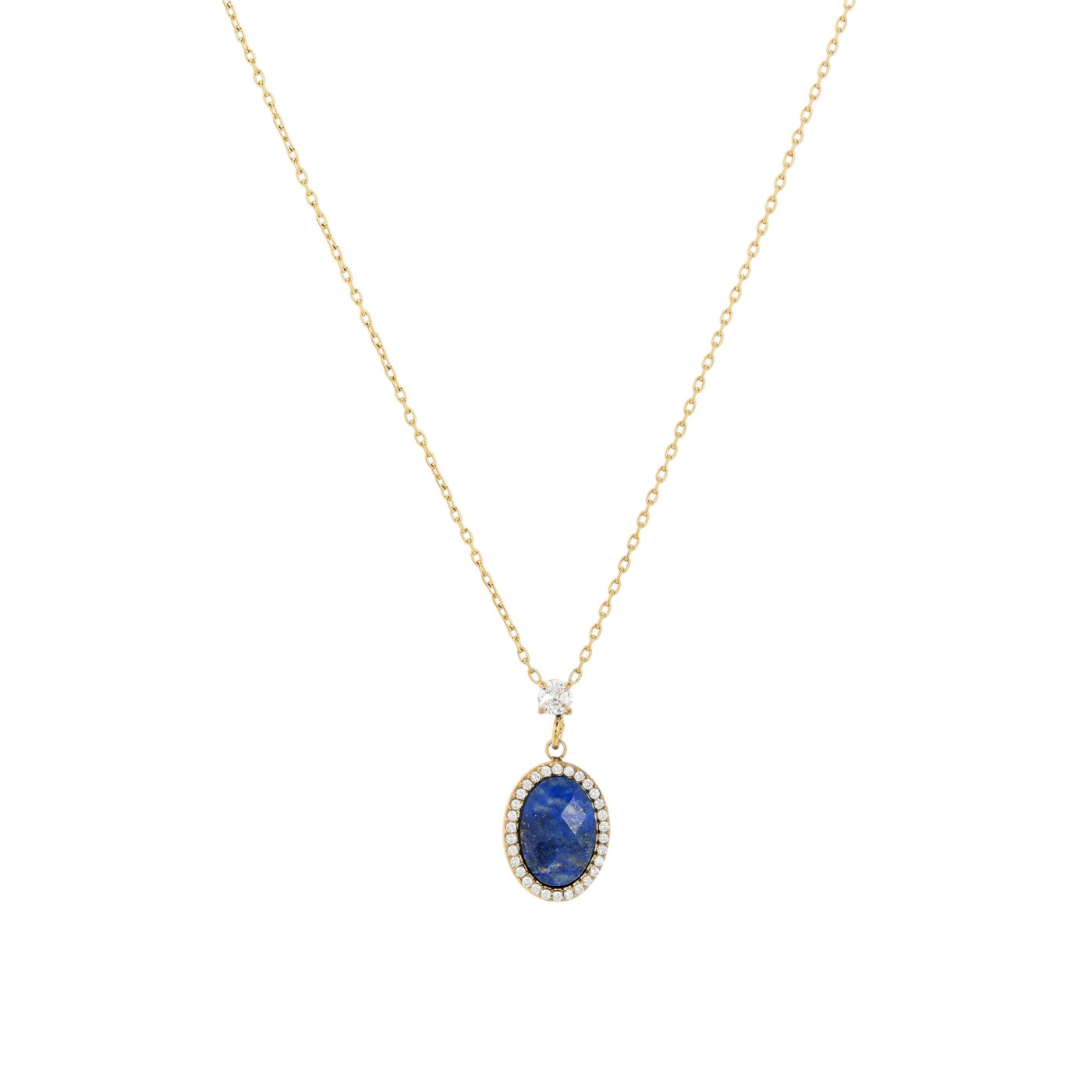 Collana in acciaio ovale pietra naturale GB