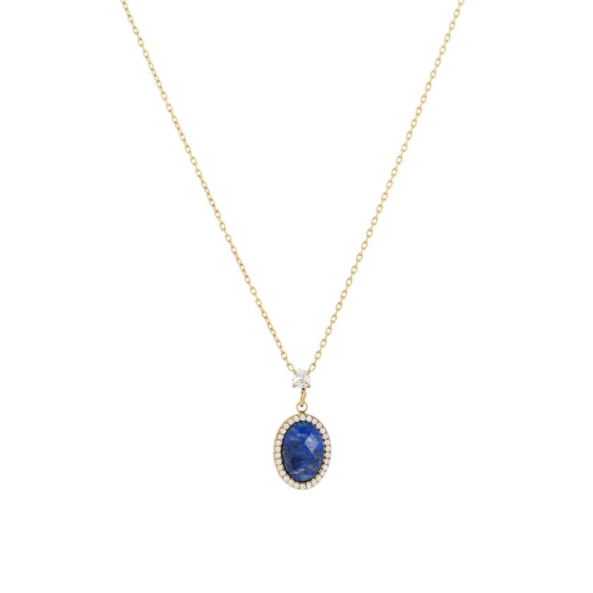 Collier en acier pierre naturelle ovale GB