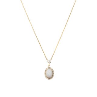 Collana in acciaio ovale pietra naturale GB