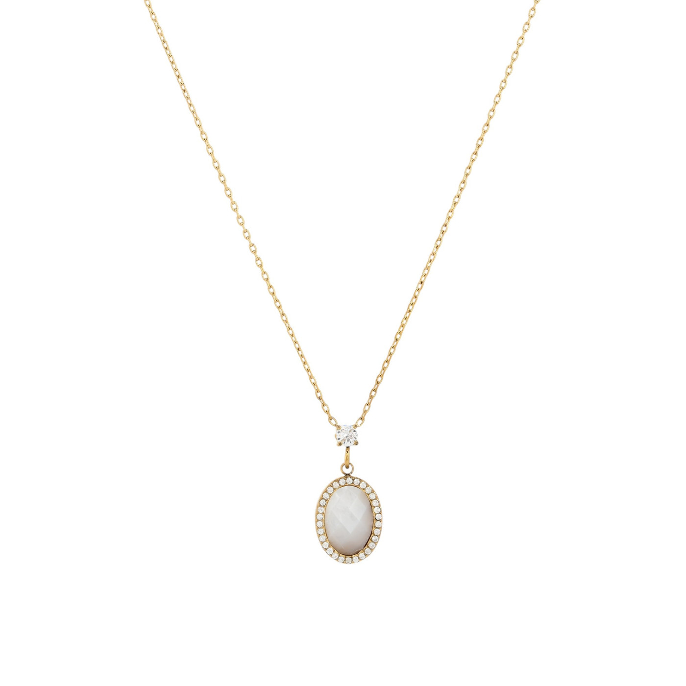 Collar en acero oval en piedra natural GB