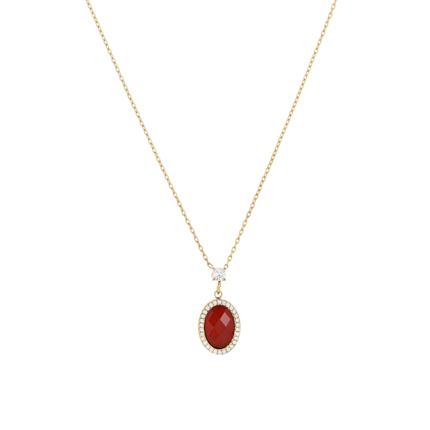 Collar en acero oval en piedra natural GB