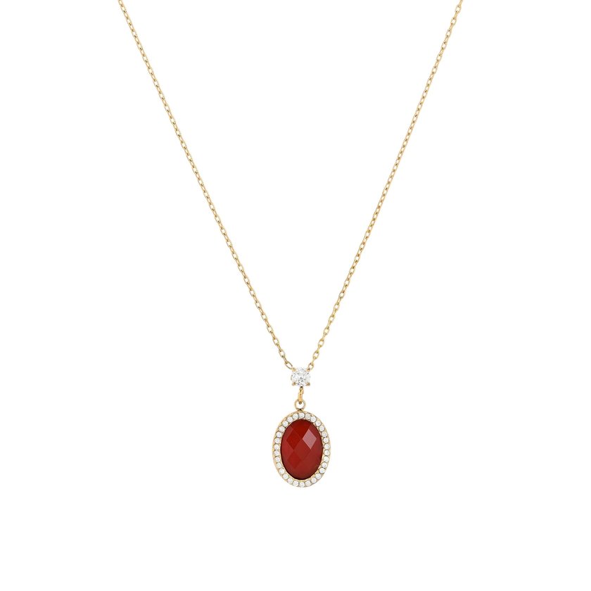 Collar en acero oval en piedra natural GB