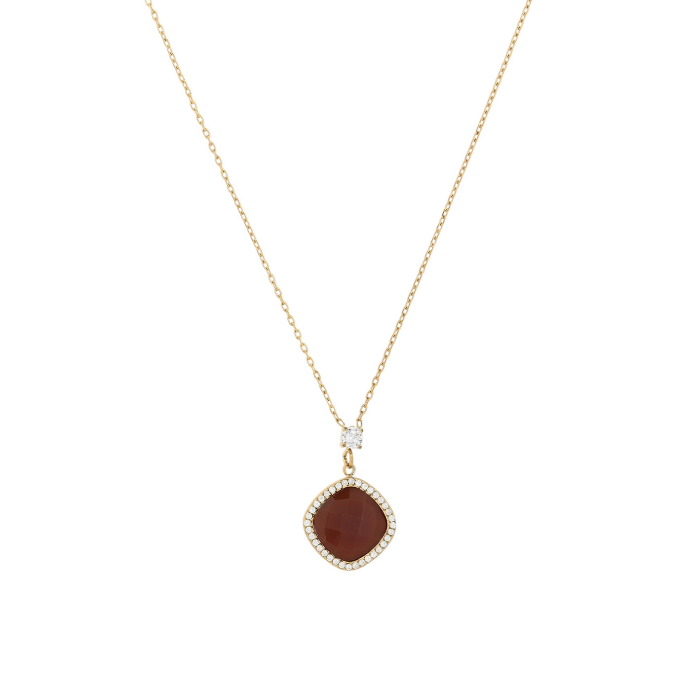 Necklace stainless steel natural stone geometric GB