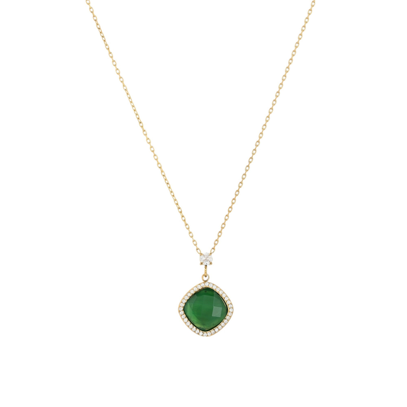 Necklace stainless steel natural stone geometric GB