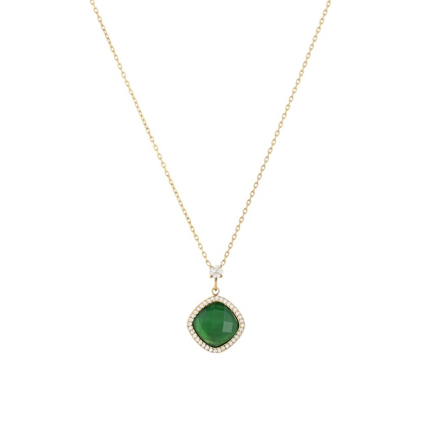 Collier en acier pierre naturelle géométrique GB Collier en acier pierre naturelle géométrique GB