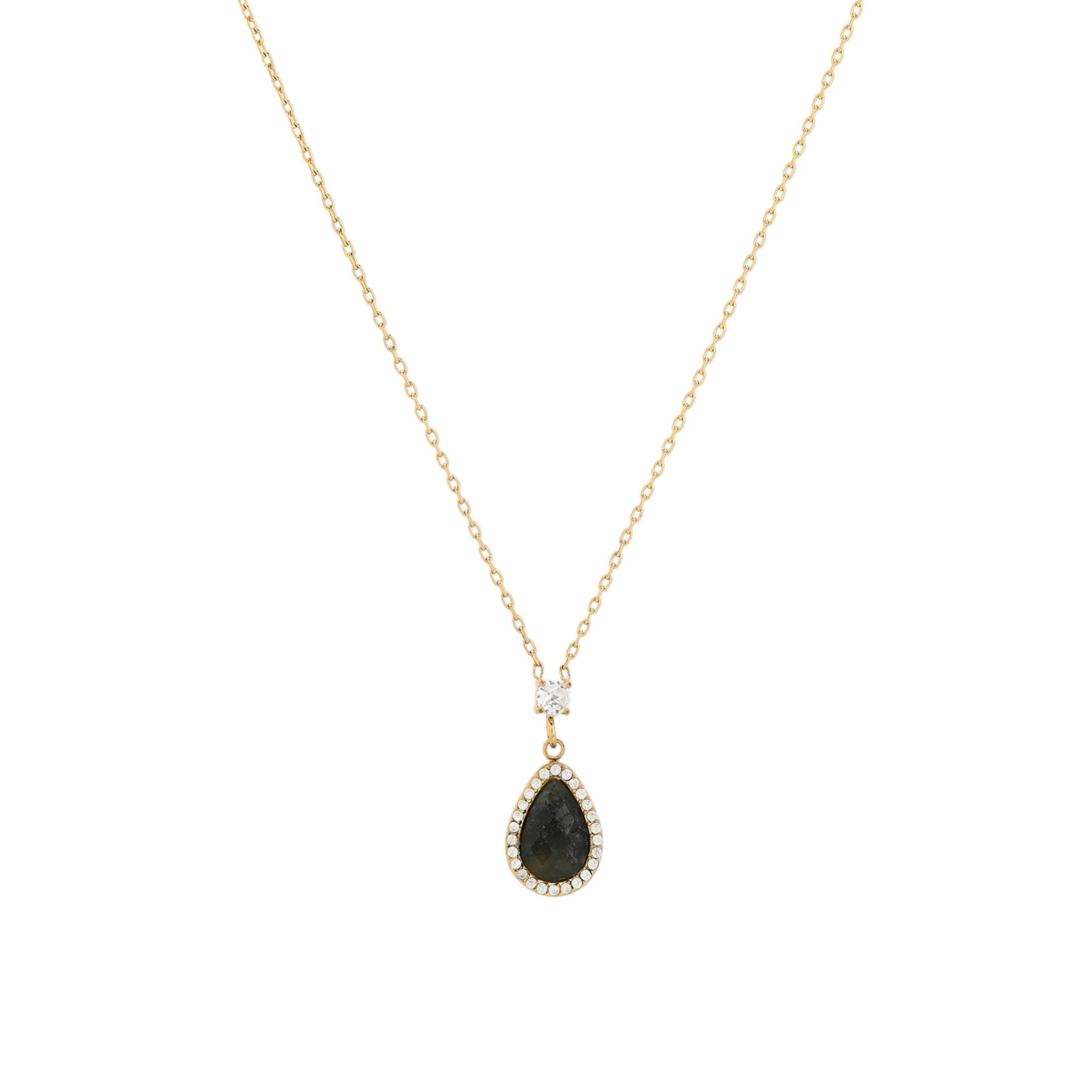 Collar en acero gota en piedra natural GB