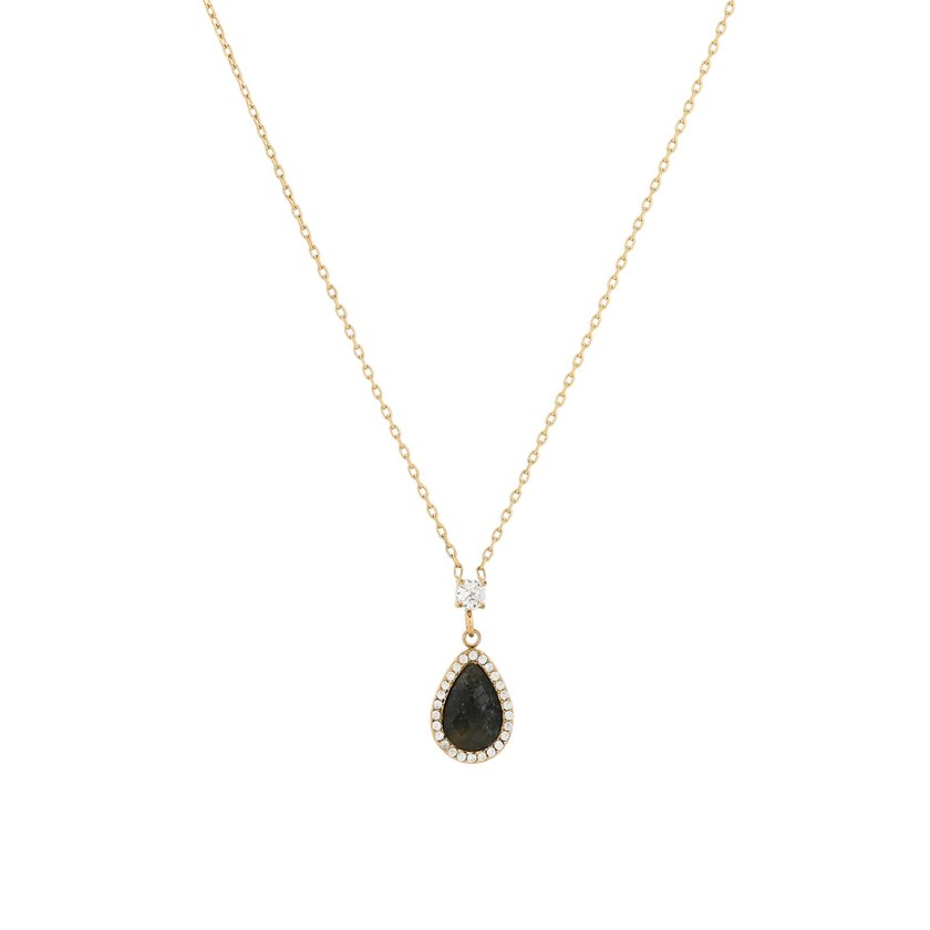Collier en acier pierre naturelle goutte GB