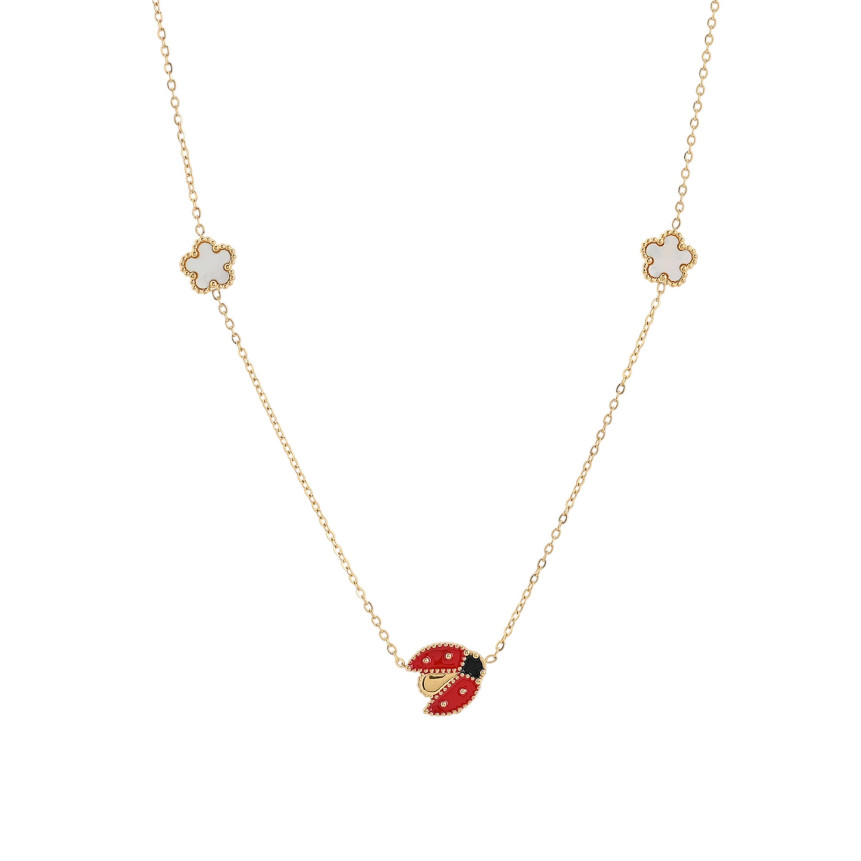 Collier en acier long coccinelle GB