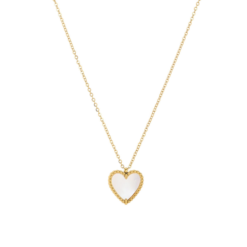 Collana in acciaio cuore struttura e madreperla GB