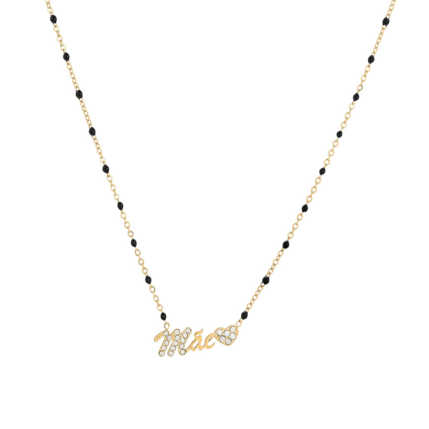 Mãe word steel necklace GB