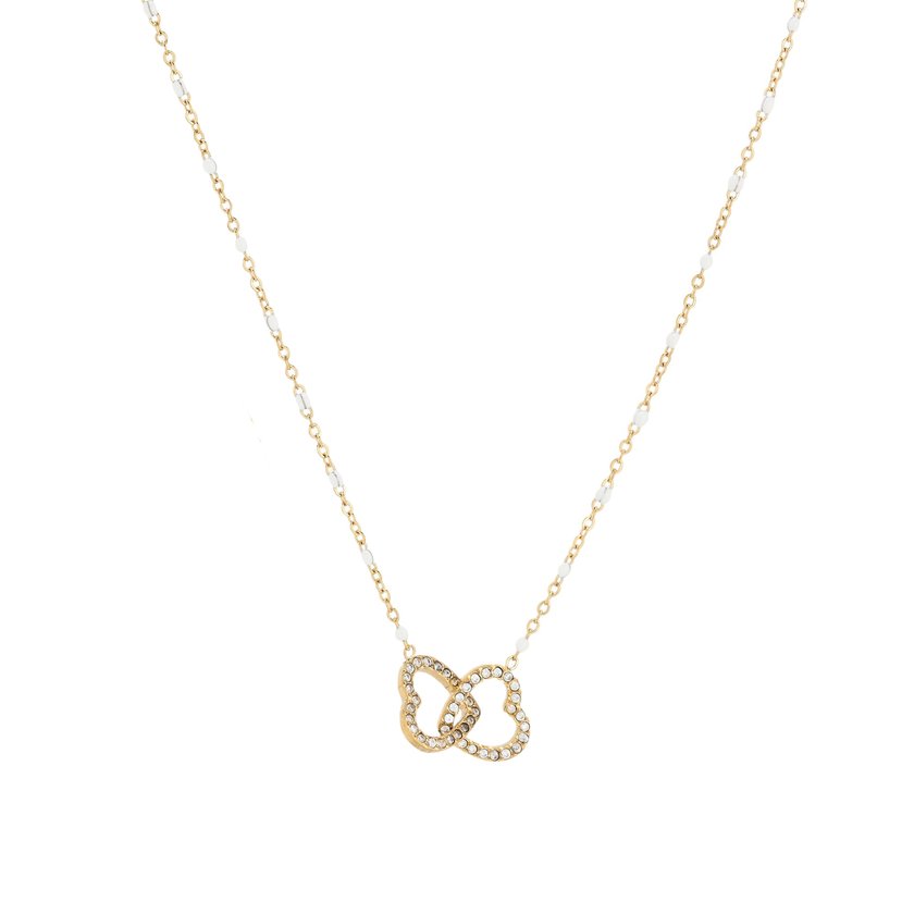 Collier d'acier coeurs entrelacé GB