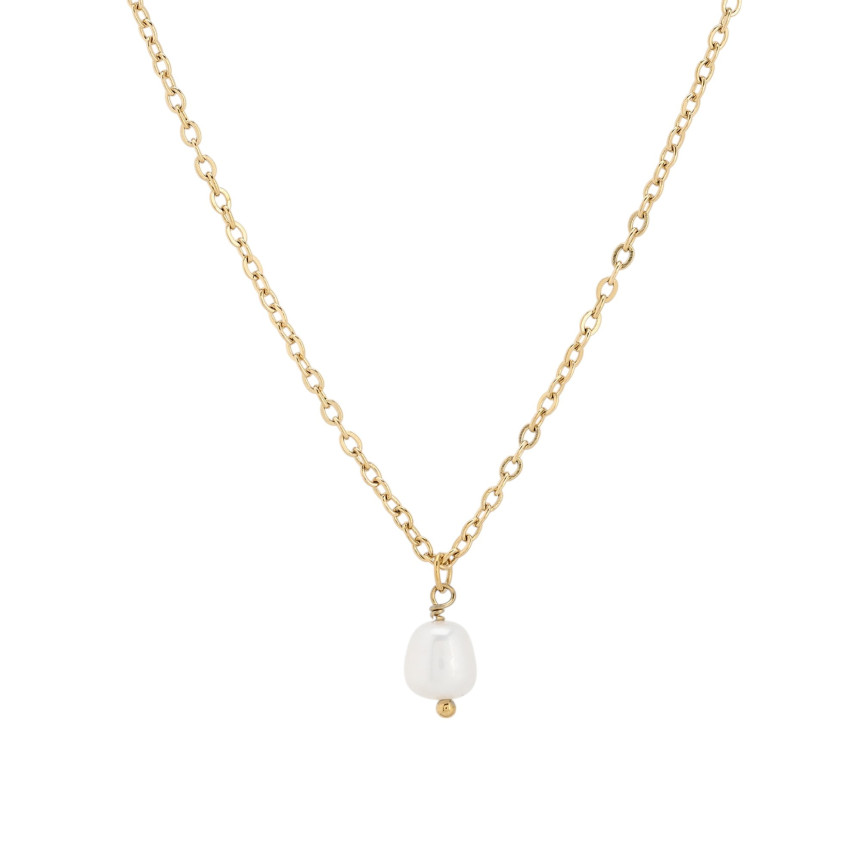 Collier acier tricoté de base perle GB