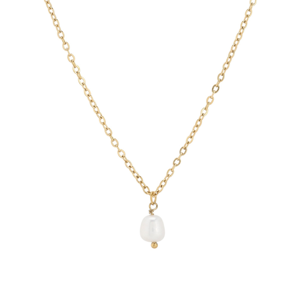Collier acier tricoté de base perle GB