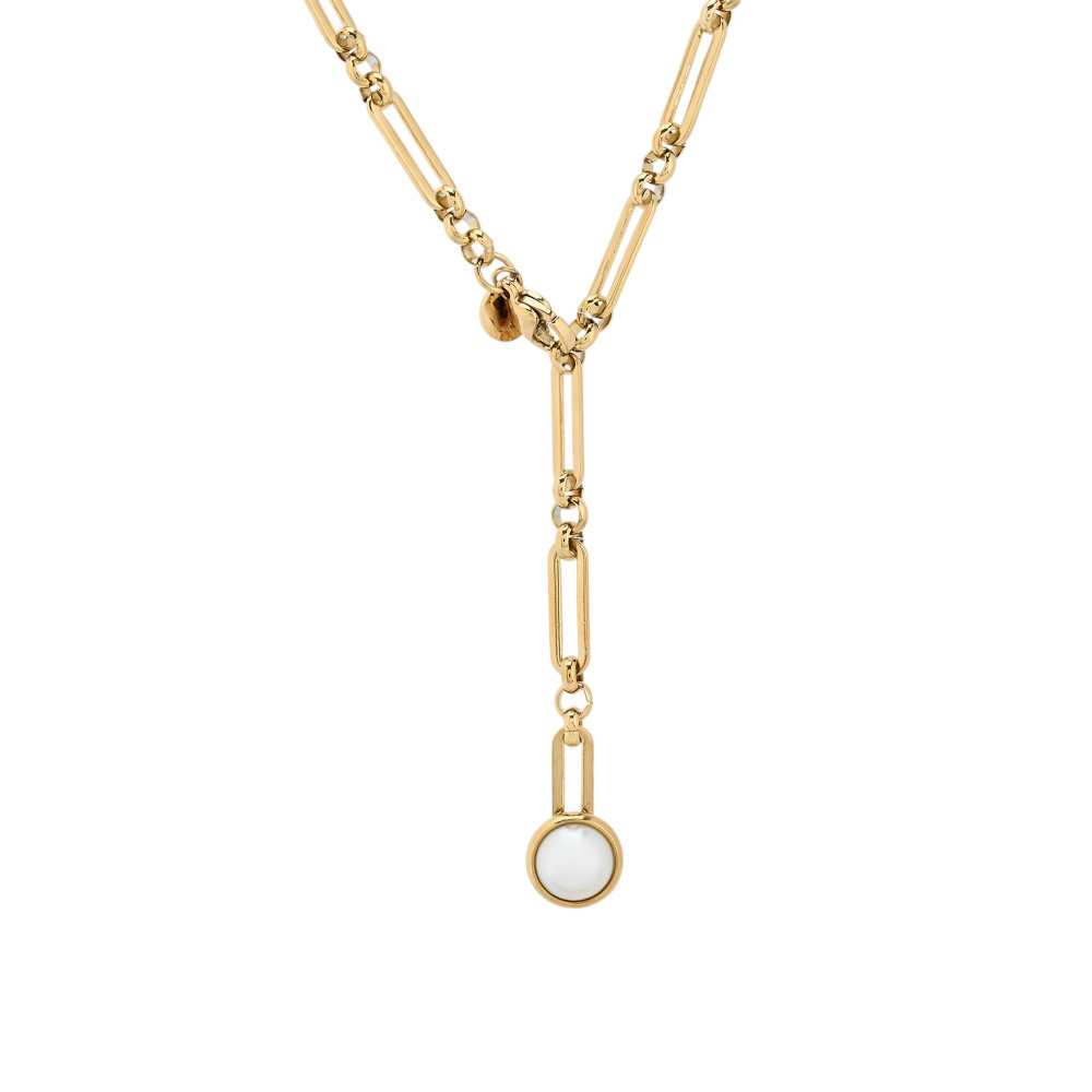 Steel necklace pearl GB