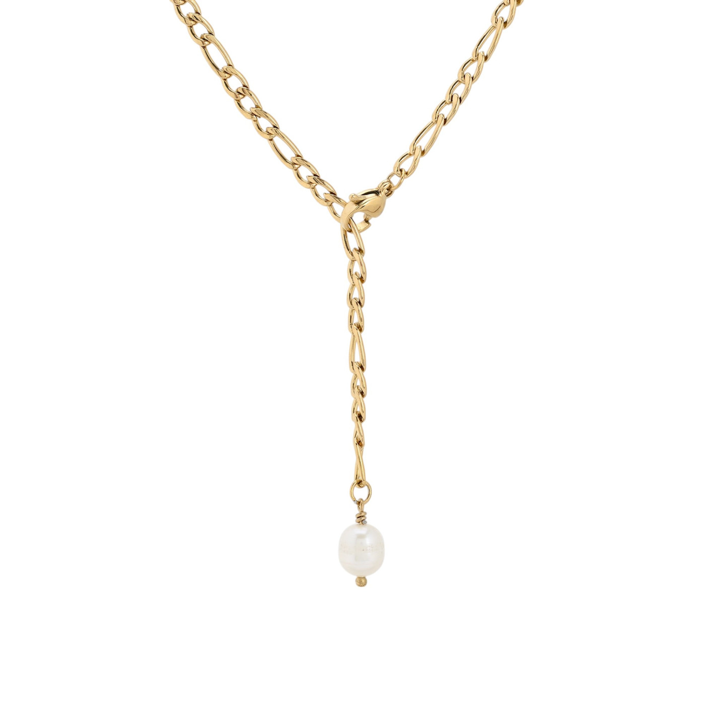 Long basic mesh steel necklace pearl GB