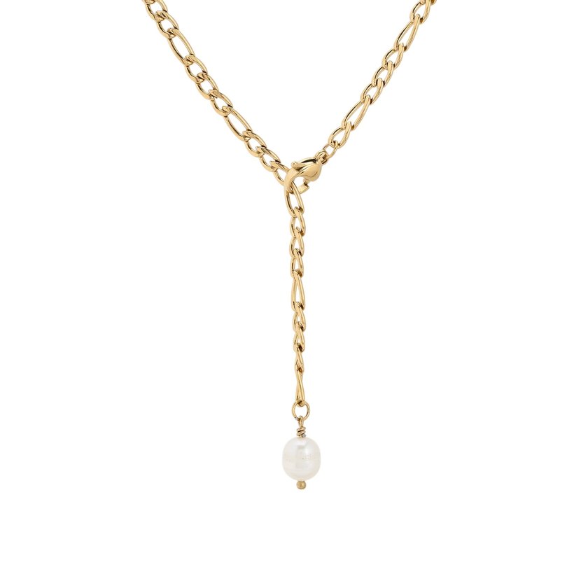 Long basic mesh steel necklace pearl GB