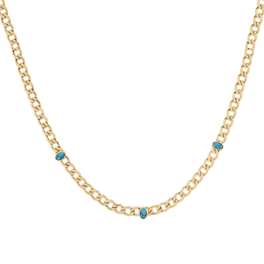 Collana in acciaio con pietre blu GB
