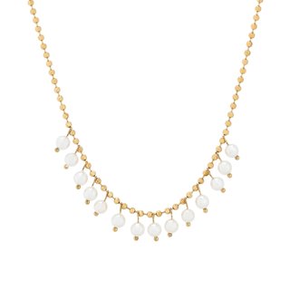Steel necklace with pearl pendants GB