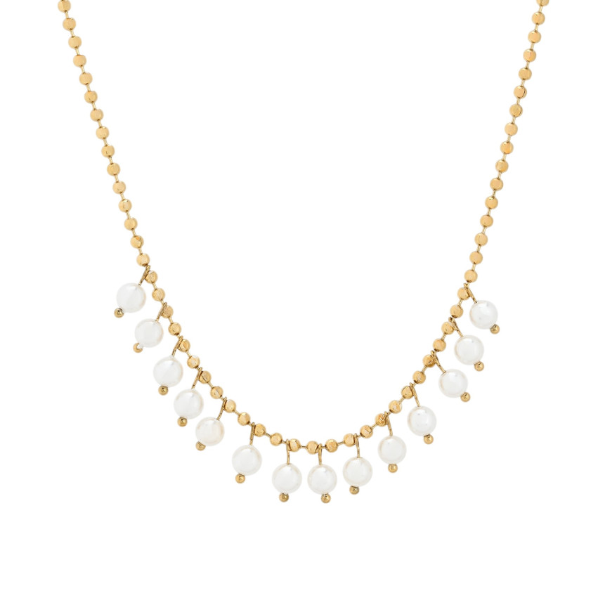 Collar de acero con colgantes de perlas GB