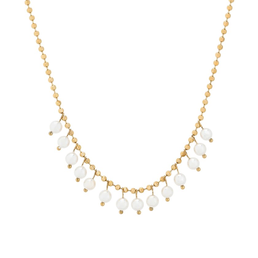 Collana in acciaio con pendenti di perle GB