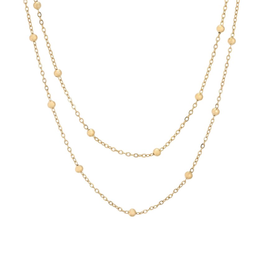 Collar de malla doble de acero con bolitas GB