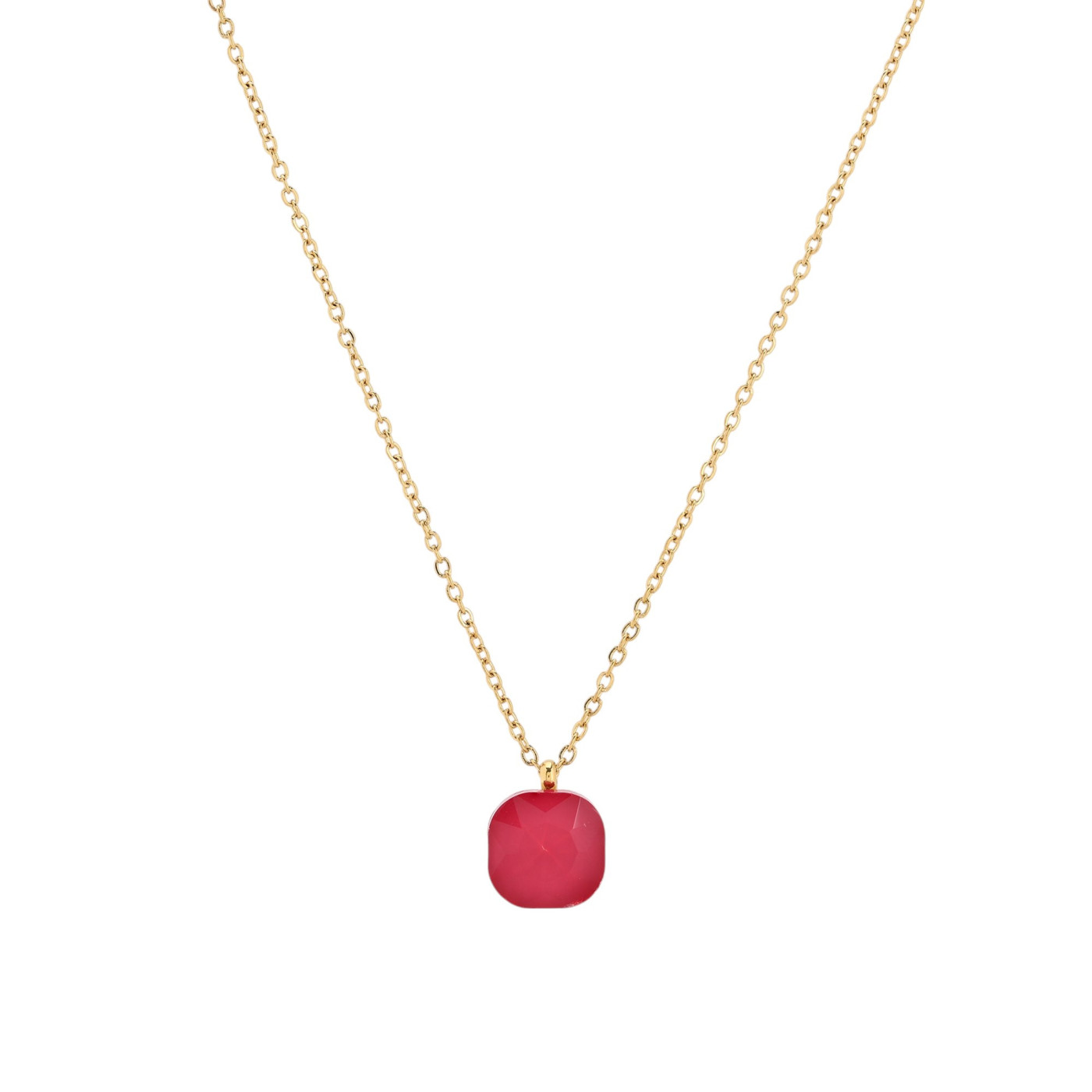 Collier acier avec pierre de couleur carré GB