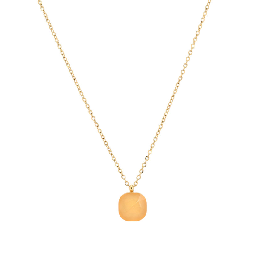 Collana acciaio con pietra colorata piazza GB