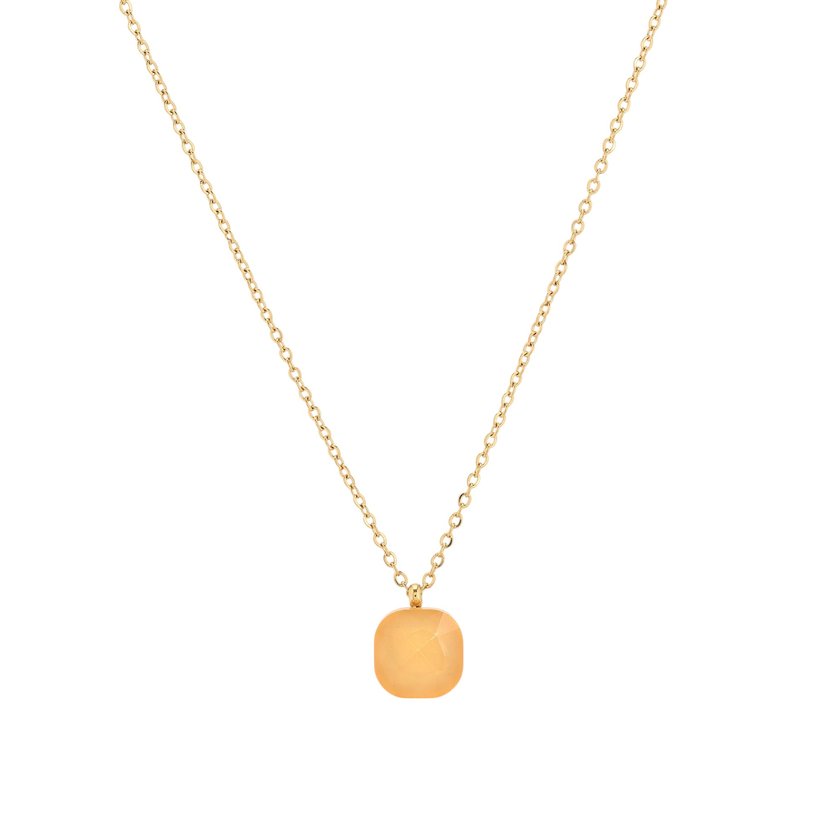 Collana acciaio con pietra colorata piazza GB