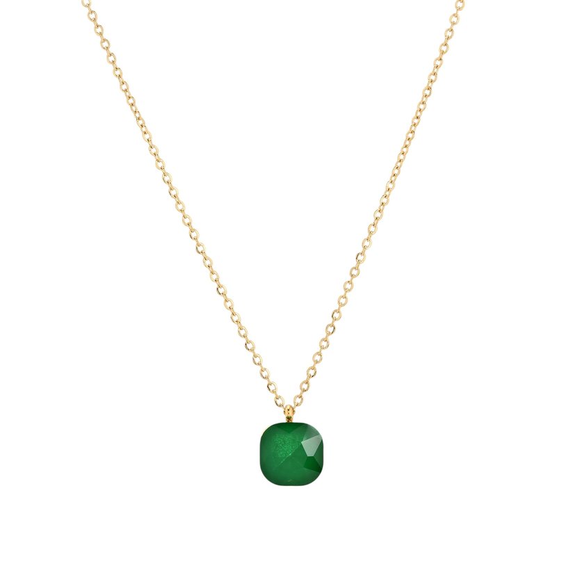 Collana acciaio con pietra colorata piazza GB