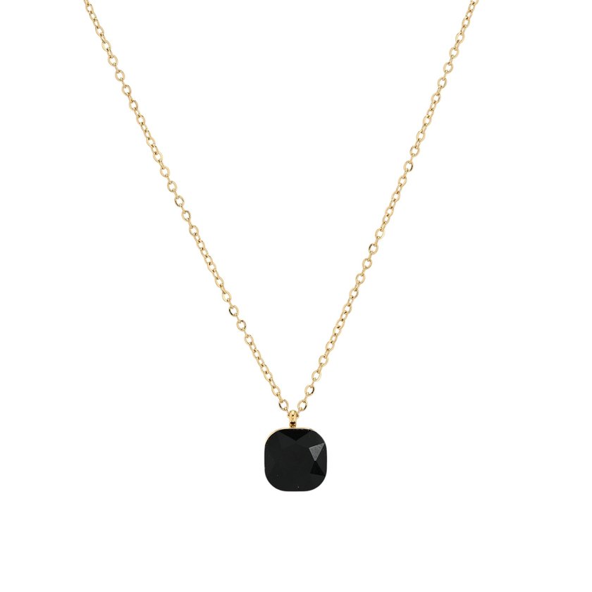 Collana acciaio con pietra colorata piazza GB