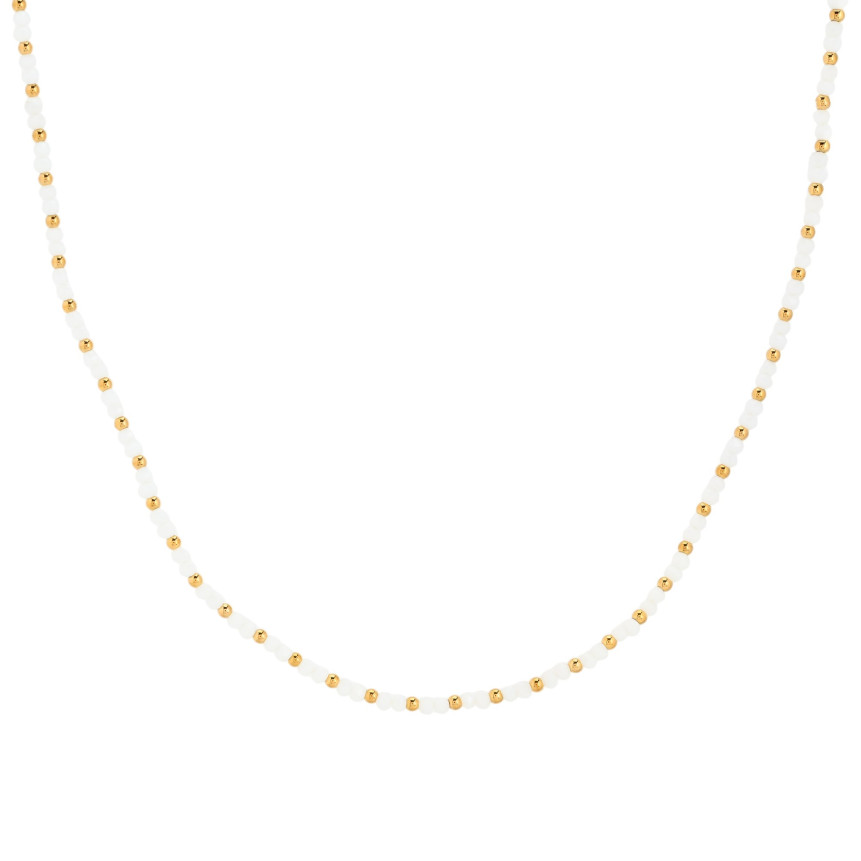 Collier acier avec pierre de couleur GB