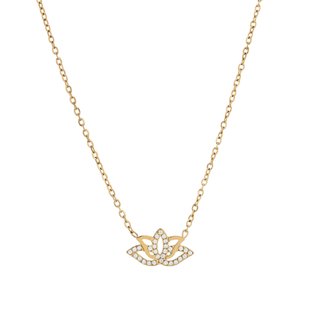 Colar aço e zircônias flor de lótus GB