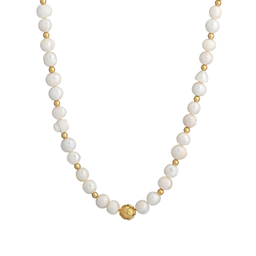 Gold plated pearls necklace bola de viana GB