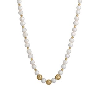 Colar pérolas em banho ouro bolas de viana GB