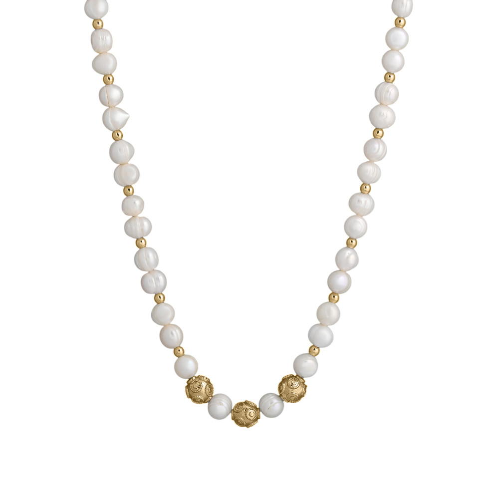 Gold plated pearls necklace bolas de viana GB