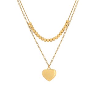 Steel necklace double heart GB