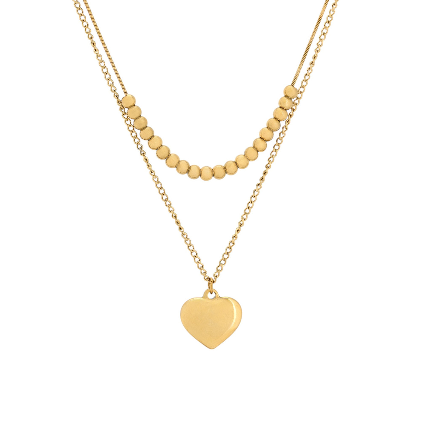 Steel necklace double heart GB