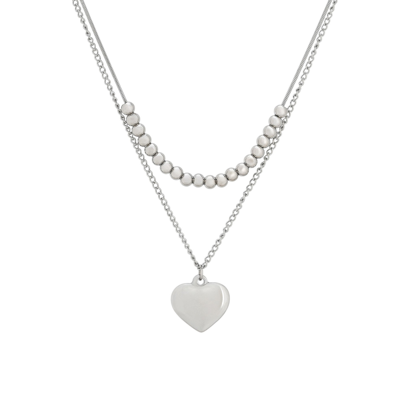 Collar en acero doble corazón GB