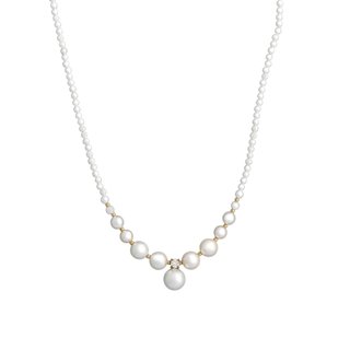 Steel necklace pearls with brilliants GB