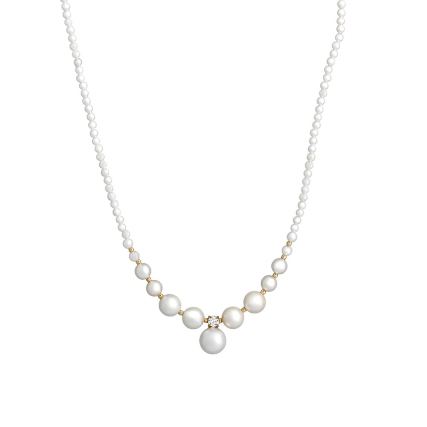Collana in acciaio perle con brillante GB