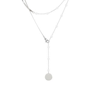 Collana in acciaio con perle e ciondolo GB