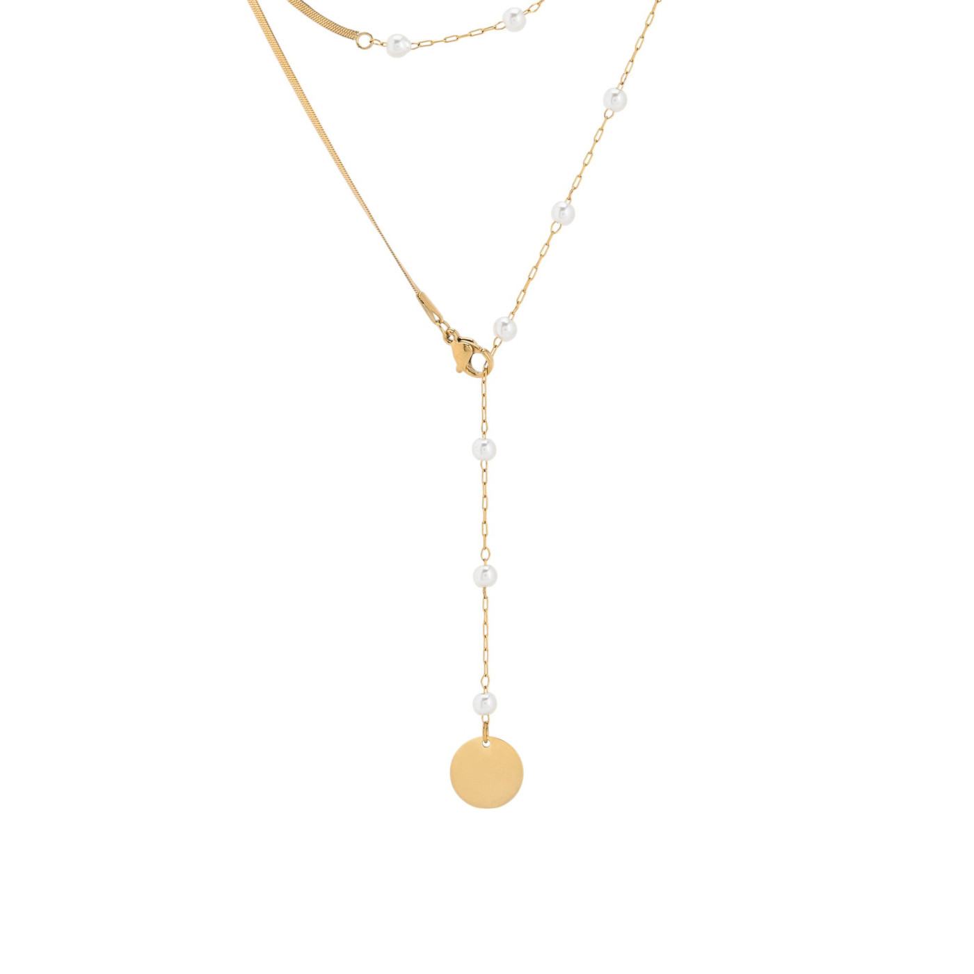 Collier en acier avec perles et pendentif GB