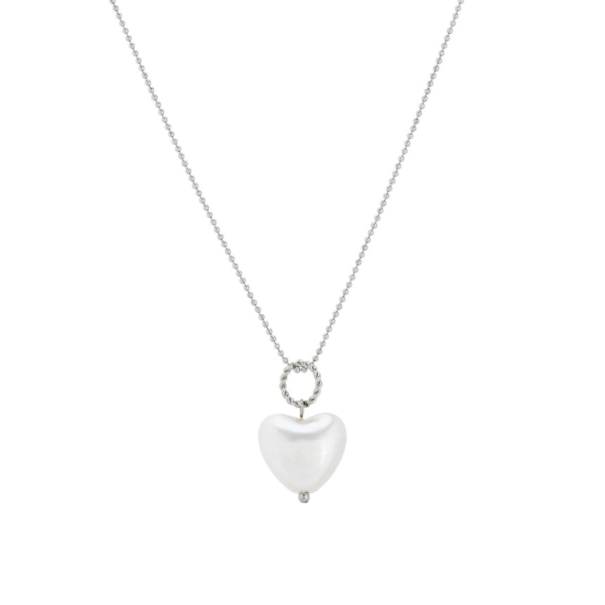 Collana in acciaio con cuore di perla GB