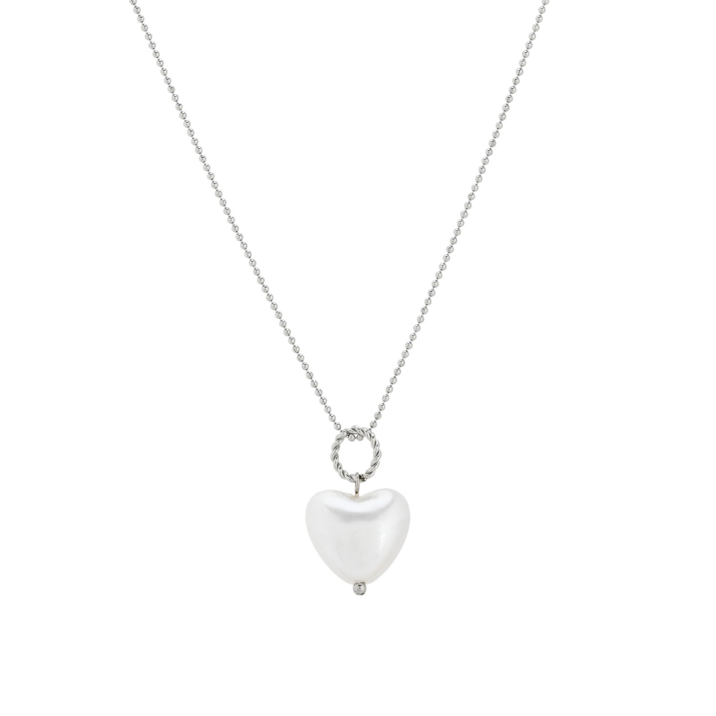 Collier en acier avec coeur de perle GB