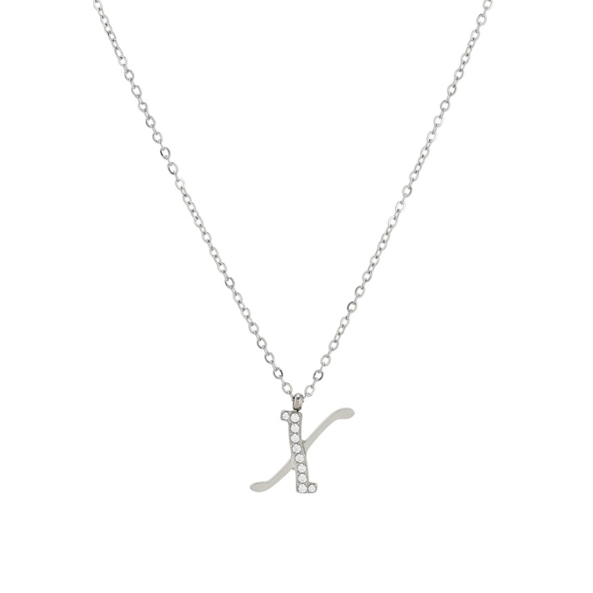 Collar acero y circonitas letra inicial GB
